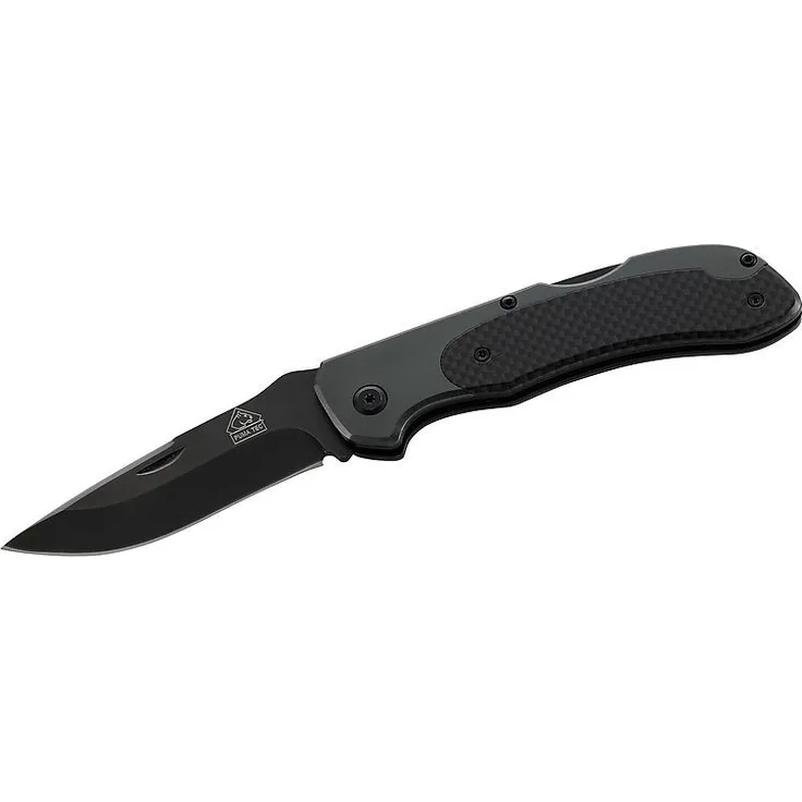 Puma TEC Taschenmesser - AISI 420 Stahl - Aluminium Heft - Carbon Einlage - Gürtelclip
