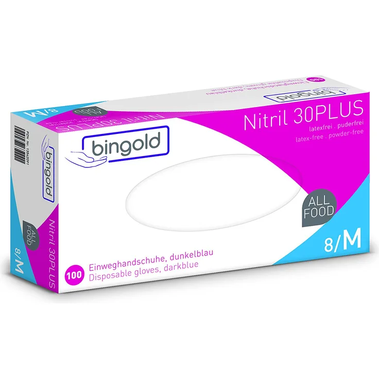 BINGOLD Einmalhandschuhe Nitril 30PLUS dunkelblau 100St.