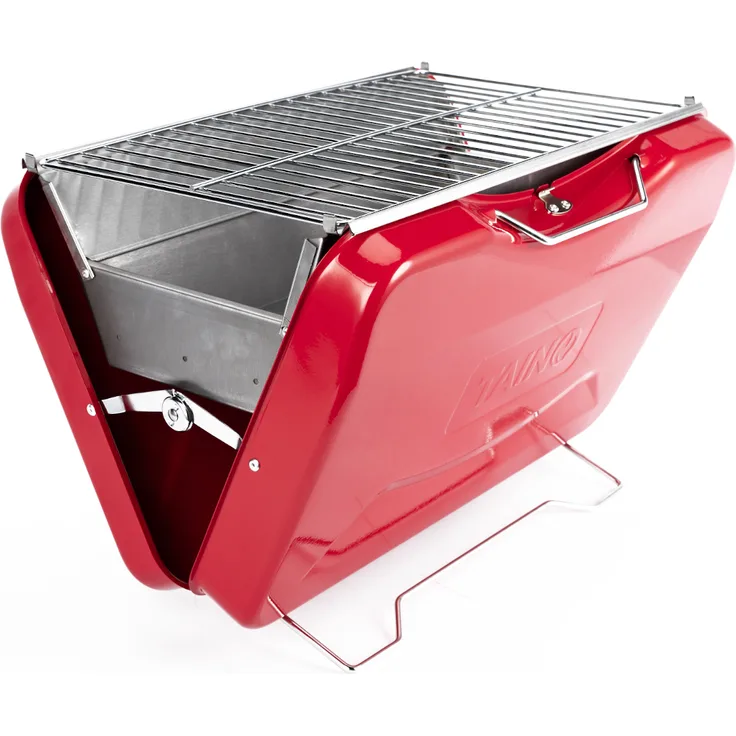 TAINO MOX Holzkohlegrill klein BBQ Koffergrill Camping-Grill Kohlegrill Retro-Stil klappbar Griller tragbar mobil Rot, 3,5 kg