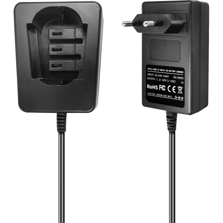 kj-vertrieb Ladegerät kompatibel mit Metabo Ni-MH-Ni-CD Werkzeug-Akkus 7,2V, 9,6V, 12V, 14,4V, 18V - 1,5A, 1A