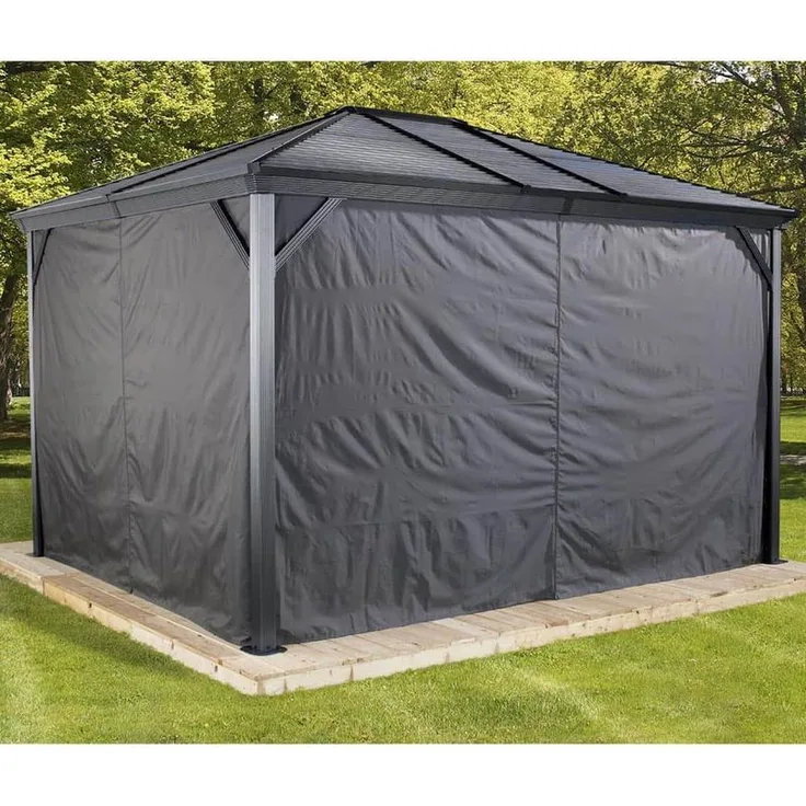 Pavillon Ventura 10x14 Vorhänge Seitenteile Dunkelgrau - Sojag
