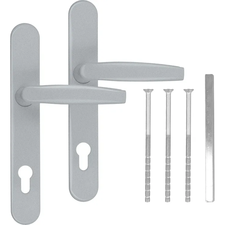 kj-vertrieb Türgriff / Türdrücker / Türklinke / Drückergarnitur DHS 92mm - Oval - Griff-Griff Silber F1, 25mm