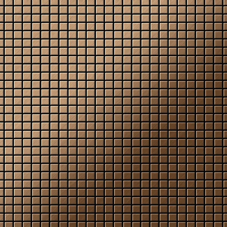 Mosaik Fliese massiv Metall Titan gebürstet in kupfer 1,6mm stark ALLOY Glomesh-Ti-AB 1,07 m2