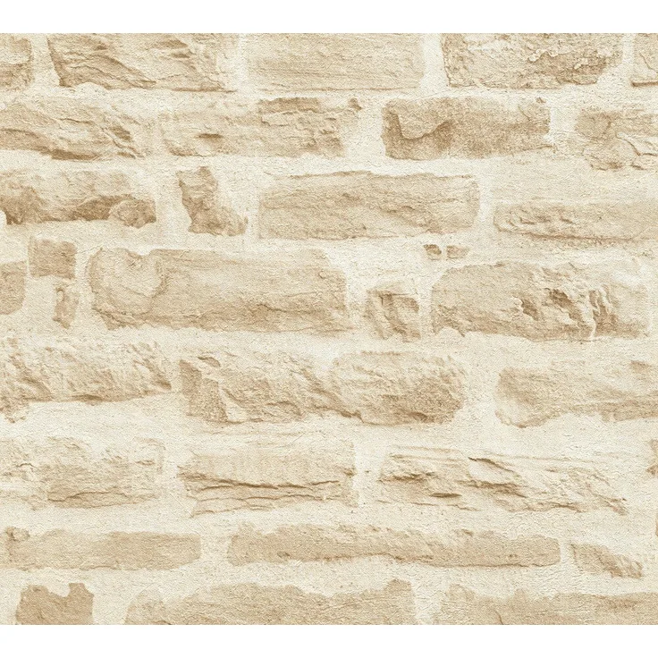 A.S. Création Vliestapete Best of Wood`n Stone 2nd Edition Tapete in Stein Optik fotorealistische Steintapete Naturstein 10,05 m x 0,53 m beige creme Made in Germany 355802 35580-2