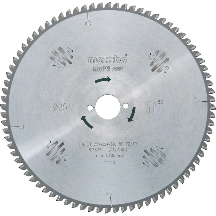 Metabo 628223000 Kreissägeblatt HW-CT 254x30, 80FZ-TZ 5°n – Bild 1