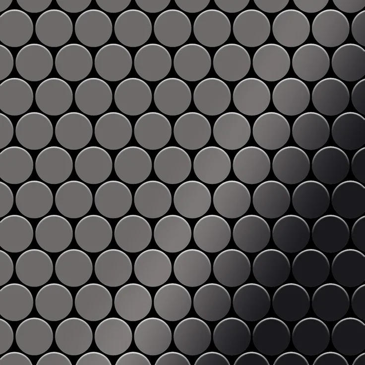 Alloy Mosaik Fliese massiv Metall Titan hochglänzend in dunkelgrau 1,6mm stark Dollar-Ti-SM 0,88 m2