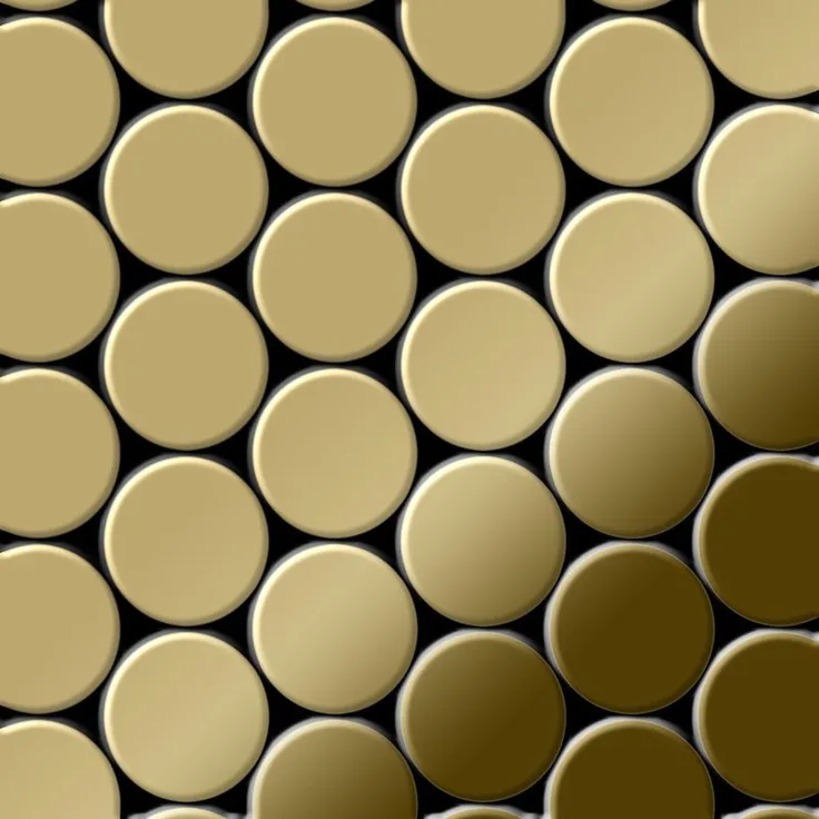 Mosaik Fliese massiv Metall Titan hochglänzend in gold 1,6mm stark ALLOY Dome-Ti-GM 0,73 m2