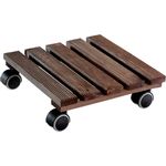 WAGNER Pflanzenroller Country 28 x 28 cm I Pflanzenroller für den Innenbereich, palisander I Rutschsicheres Rollbrett I Kübelroller aus Holz I Tragkraft 100 kg I Made in EU ? 20020301