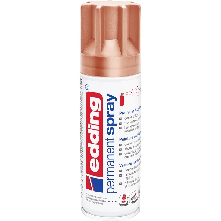 edding 5200 Permanent-Spray - kupfer matt - 200 ml - Acryllack zum Lackieren und Dekorieren von Glas, Metall, Holz, Keramik, lackierb. Kunststoff, Leinwand, u. v. m. - Sprühfarbe – Bild 1