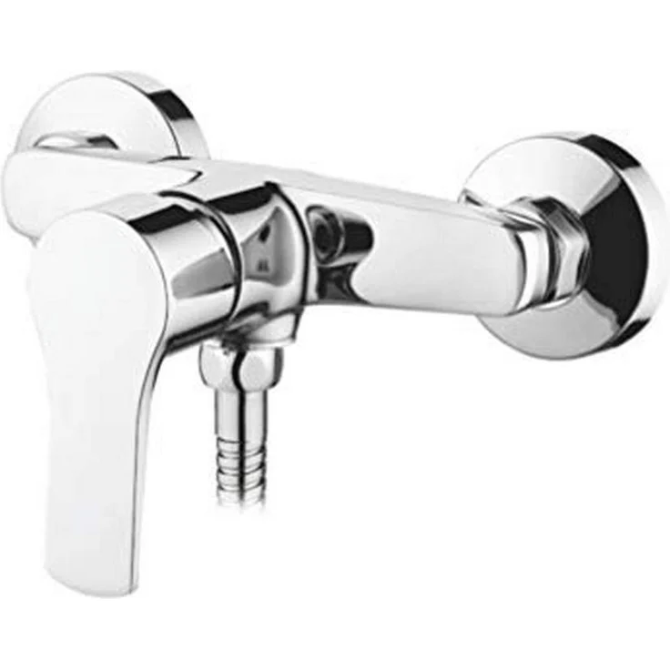 IBERGRIF M12057 Star, Einhebel Duscharmatur Set, Brausebatterie mit Duschkopf, Duschkopfhalter, und Brauseschlauch, Matt, Silber