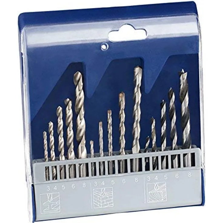 AGT Betonbohrer: Bohrer-Set 15-tlg. mit HSS-Metallbohrer, Holz- & Steinbohrer (Bohrersets)