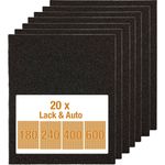 kwb Schleifpapier-Set – 20 Stk. 230 mm x 280 mm, Sandpapier für Lack und Auto, Siliziumcarbid bestreut, wasserfest