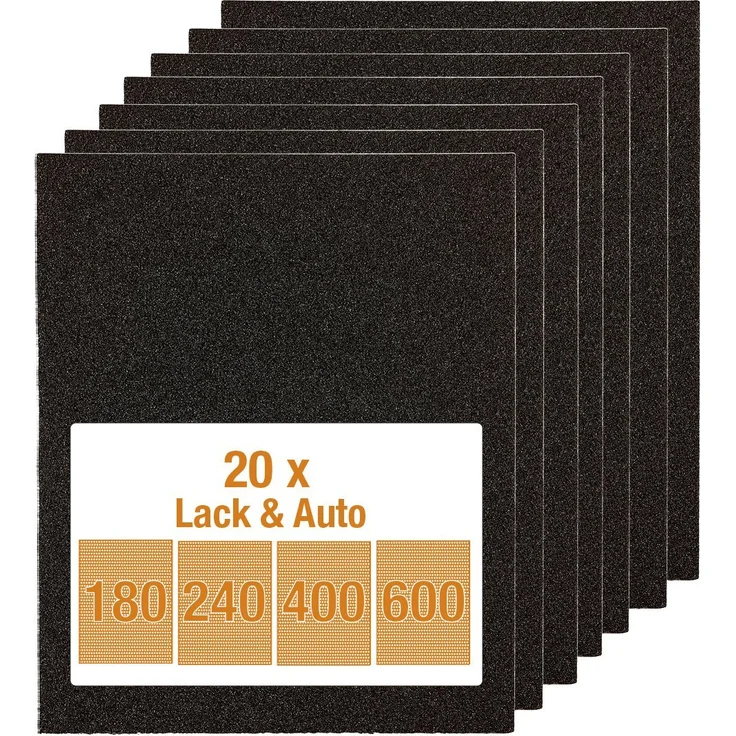 kwb Schleifpapier-Set – 20 Stk. 230 mm x 280 mm, Sandpapier für Lack und Auto, Siliziumcarbid bestreut, wasserfest – Bild 1