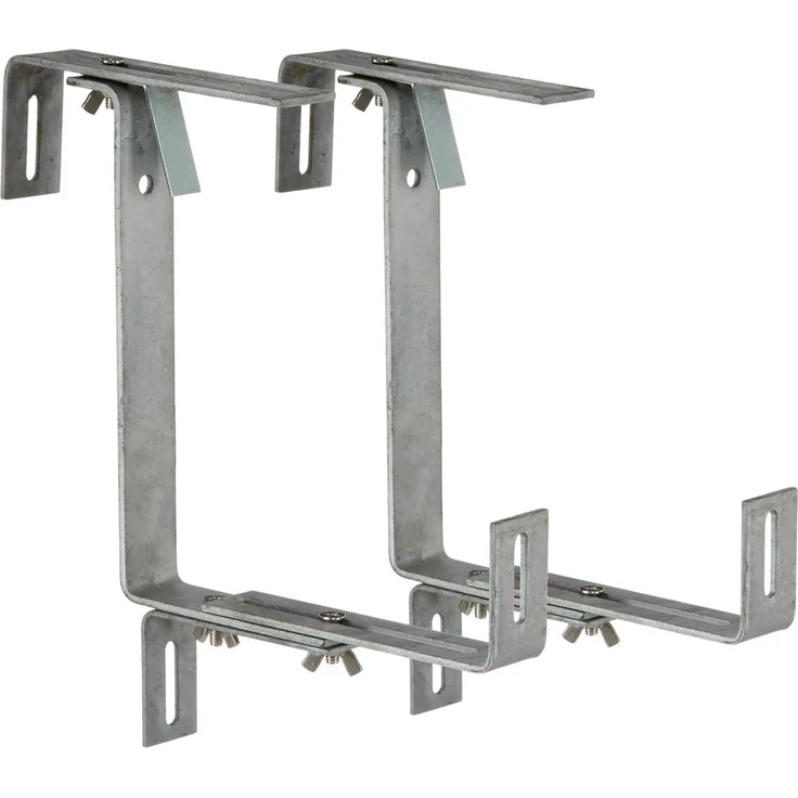 Dehner Blumenkastenhalter Profi für Rohrgeländer, 2 Stück, Metall, silber