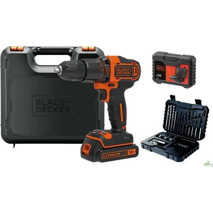 Black + Decker BDCHD18S32-QW Schlagbohrmaschine kabellos, 18 V, Orange, 2 Stück