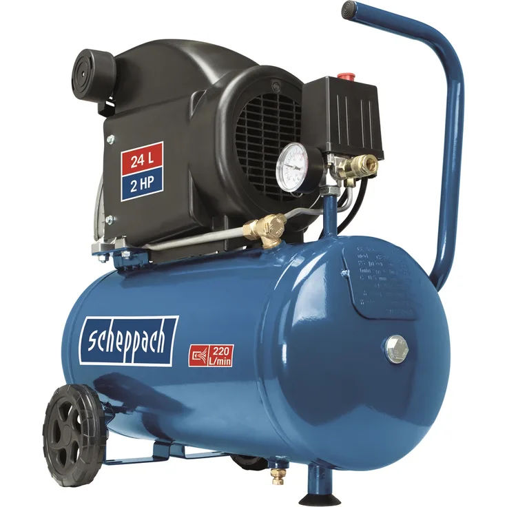 SCHEPPACH HC26 Druckluft Kompressor 8bar Luftkompressor Spiralschlauch plus Zubehör