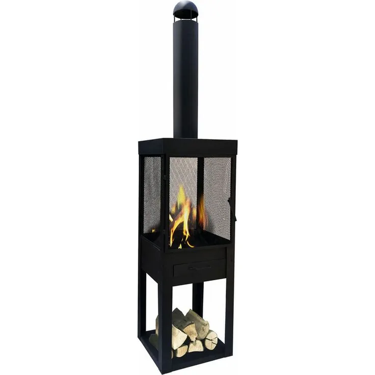 Ember Gartenkamin Schwarz Sens-line
