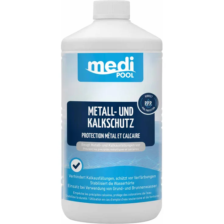 MediPool Metall- und Kalk Schutz 1 Liter , Härtestabilisator, Kalkstabilisator, Poolpflege