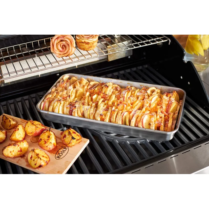 RÖSLE Barbecue Universalschale PRO, Hochwertige Edelstahlschale mit hohem Rand zum Marinieren, Servieren oder als Tropfschale für Gas- und Kohlegrills, Edelstahl 18/10, spülmaschinengeeignet – Bild 2