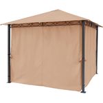 4 Seitenteile für Gartenpavillons 3x3 m - Polyester ca. 160 g-m²- inkl. Ringe, mit Reißverschluss - cappuccino