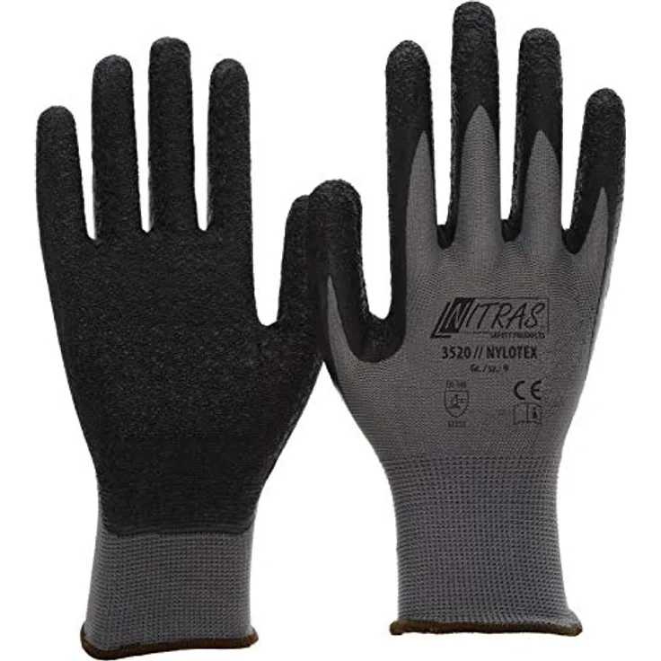 NITRAS Nylotex 3520 Nylon-Latexhandschuhe Arbeitshandschuhe 12 PAAR Größe 11 (XL) - Preisvergleich