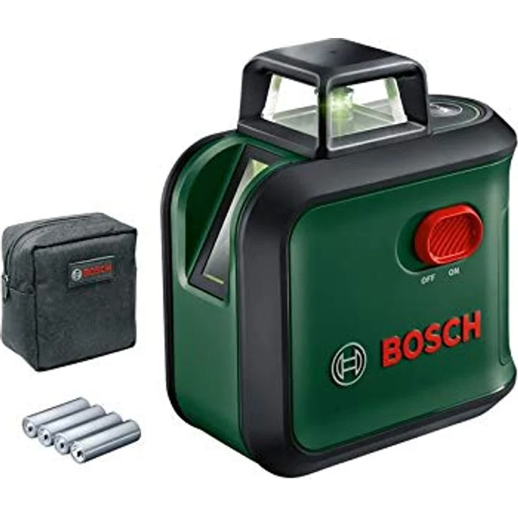 Bosch Kreuzlinienlaser AdvancedLevel 360 (Arbeitsbereich: bis 24 m, selbstnivellierend bis ± 4°, grüner Laser, 4x AA-Batterien, im Karton) – Bild 1