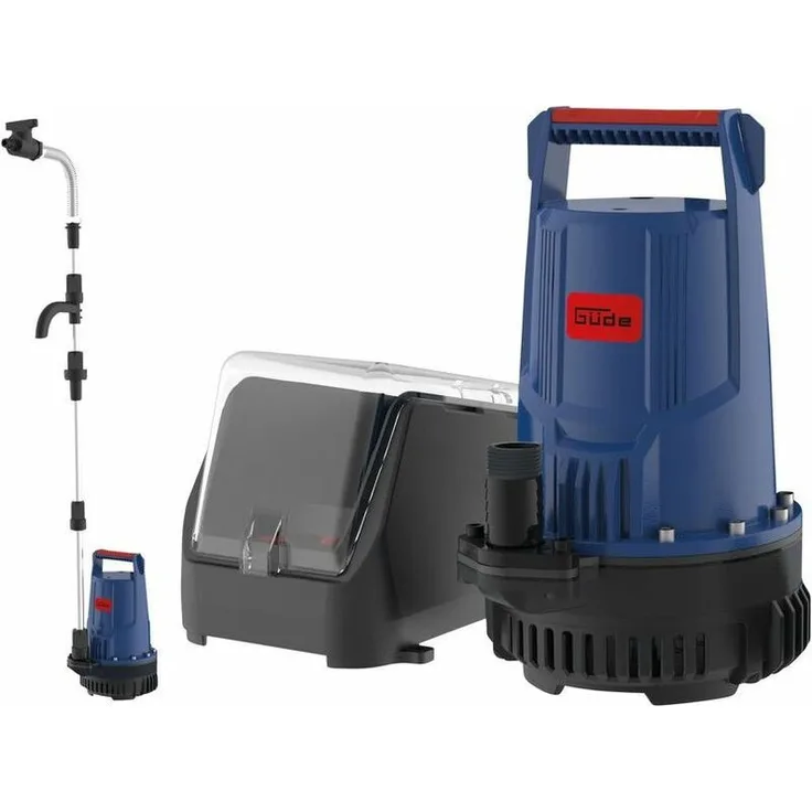 Güde Akku Regenfasspumpe 18-0 Regentonnenpumpe Fasspumpe Tauchpumpe 18 V 2.000 l/h max. Förderhöhe 7 m max. Partikelgröße 1 mm Kabellänge 3 m 3,4 kg ohne Akku ohne Ladegerät