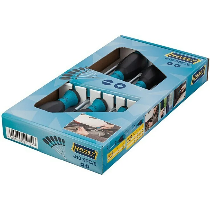 Hazet 810SPC-6 Schraubendreher-Satz Schlitz Kreuzschlitz 6-teilig PH 1 / PH 2 / 0,5 x 3 / 0,8 x 4 / 1 x 5,5 / 1,2 x 6,5 mm – Bild 3