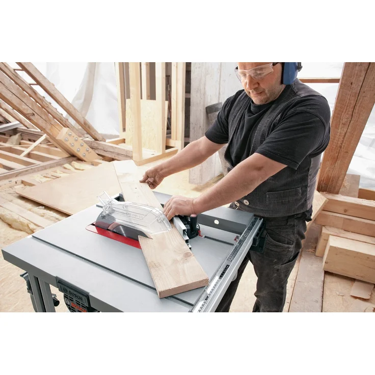 Bosch Professional Tischkreissäge GTS 10 J (Winkelanschlag, Parallelanschlag, Absaugadapter, Sägeblatt, Schiebestock, Karton, Sägeblatt-: 254 mm, Tischgröße: 642 x 634 mm, 1800 Watt) 0601B30500 – Bild 2