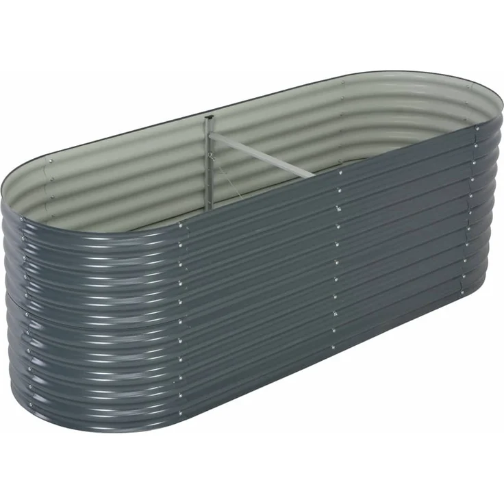 vidaXL Garten-Hochbeet 240 x 80 x 81 cm Verzinkter Stahl Grau Kräuterbeet – Bild 1