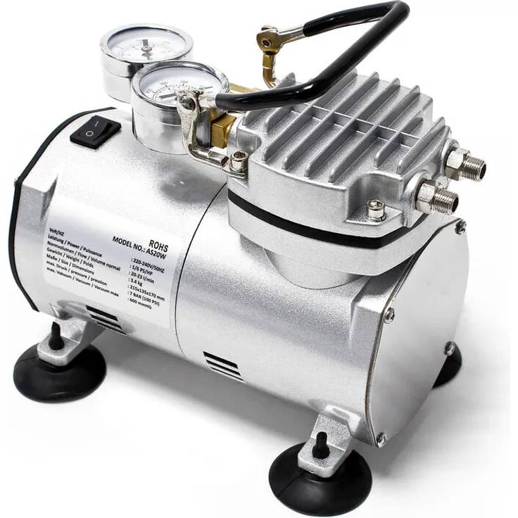 Wiltec - Airbrush Kompressor AS20W Vakuumpumpe Airbrushkompressor 4 bar Einzylinder