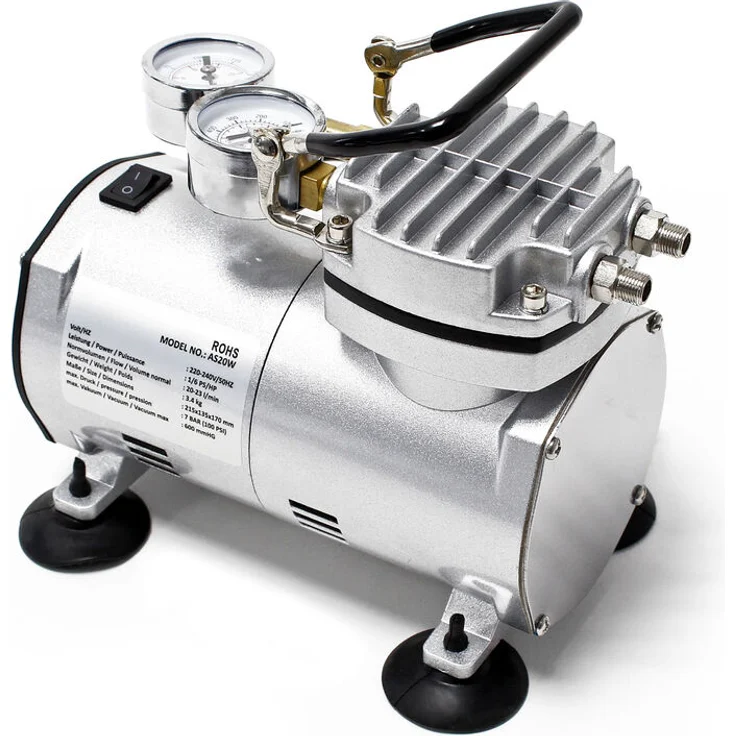 Wiltec - Airbrush Kompressor AS20W Vakuumpumpe Airbrushkompressor 4 bar Einzylinder
