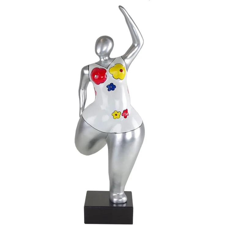 Figur Ballerina silber mit Marmorsockel Skulptur Statue Dekofigur Standfigur