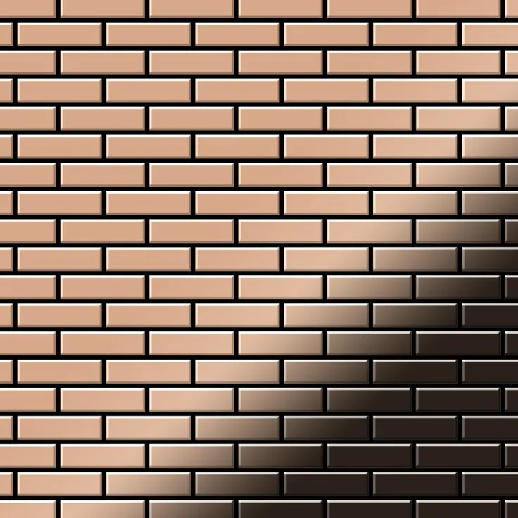 Mosaik Fliese massiv Metall Kupfer gewalzt in kupfer 1,6mm stark ALLOY PK-CM 0,88 m2