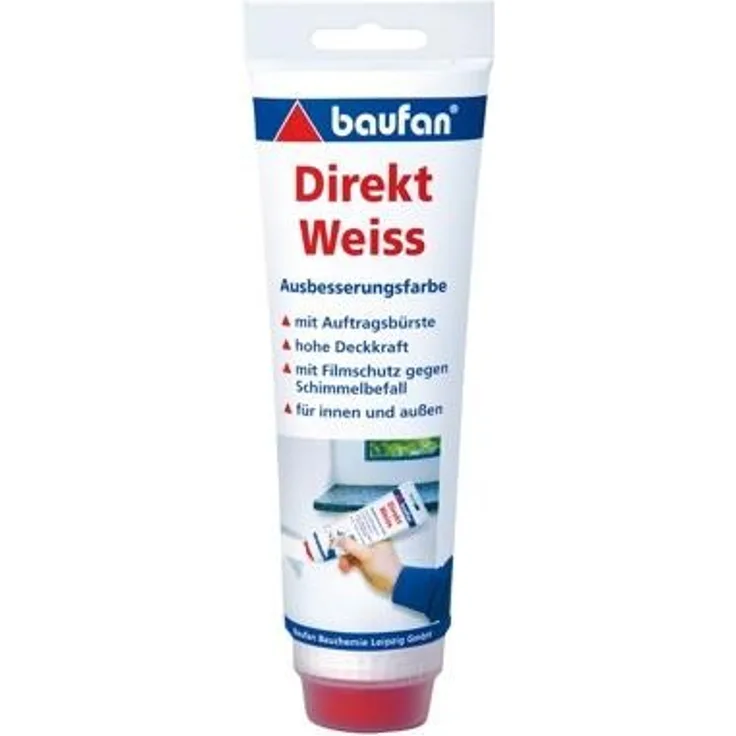 Baufan Direkt Ausbesserungsfarbe, Weiß mit Auftragsbürste, 250 ml