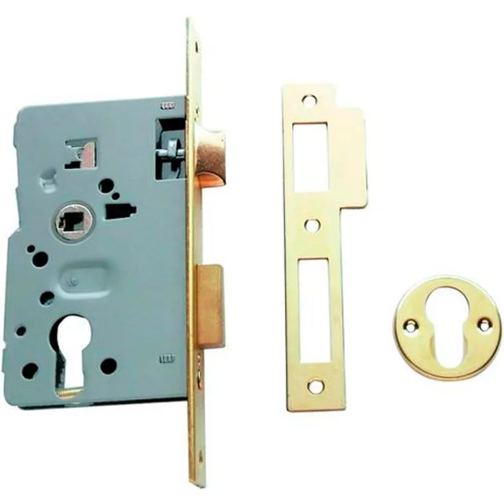 tesa 2010-P – Schloss tiefgezogen 2010P ohne Profilzylinder 50 mm Eisen messingfarben