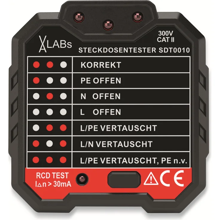SDT0010: VA-LABs Steckdosentester mit RCD-Prüfung