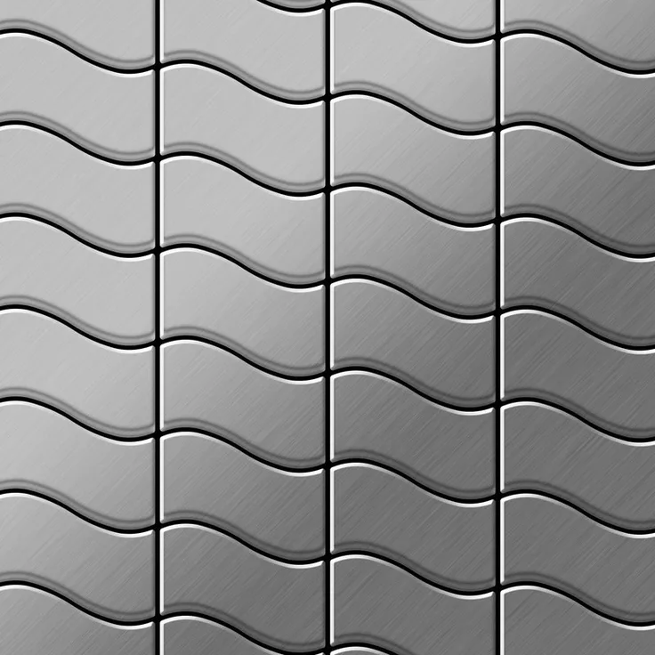 Mosaik Fliese massiv Metall Edelstahl gebürstet in grau 1,6mm stark ALLOY Flux-S-S-B Designed by Karim Rashid 0,86 m2