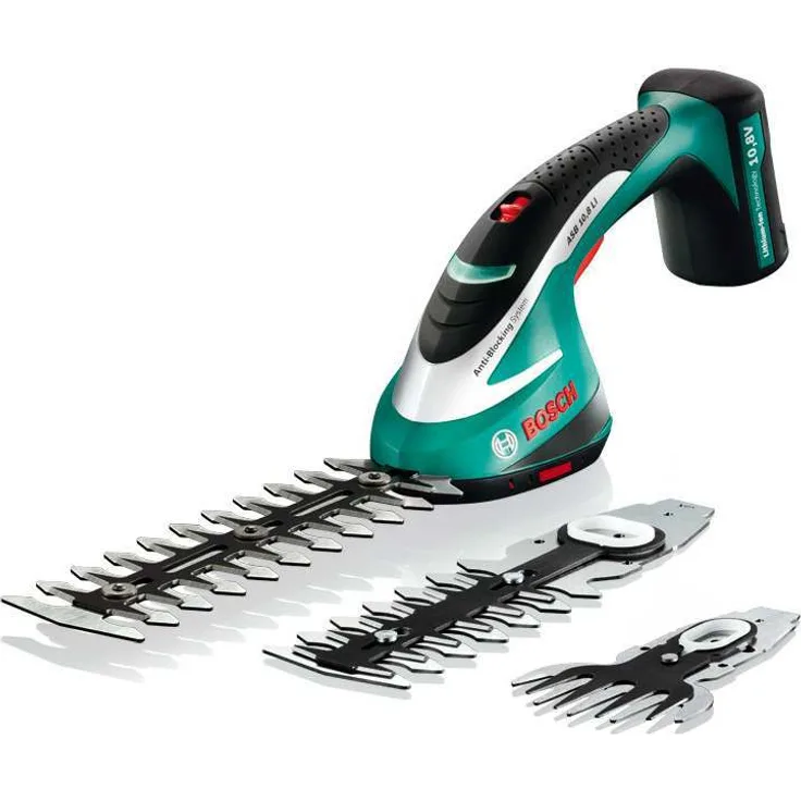 Bosch Home and Garden ASB Akku Strauch- und Grasscheren-Set, 10,8 V Li-Ion, mit Akku, Ladegerät, Grasscherblatt, 2 Strauchscherenmessern