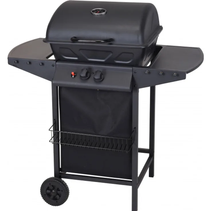 grill auf Rädern 2-Flammen-Grill aus schwarzem Stahl 100 cm Holzkohlegrill