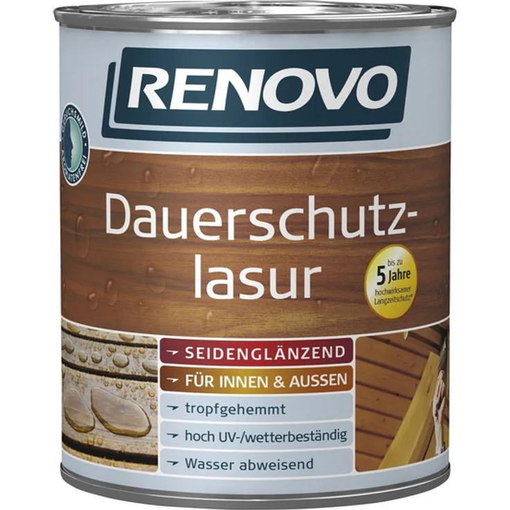 Renovo - Dauerschutzlasur für außen, 0,75 l, braun, seidenglänzend - braun 4006559090581