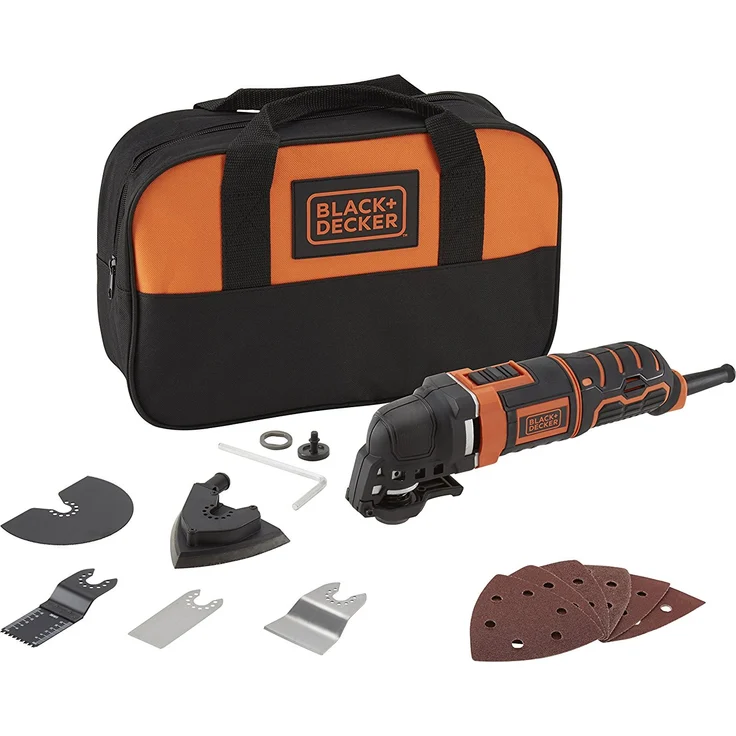 Black und Decker MT300SA2 Multifunktionswerkzeug 300W, mit Super-Lok Schnellspann-System, zum Sägen, Schleifen und Spachteln, ergonomisches Griffdesign, Staubabsaugung, 12-teiliges Zubehörset – Bild 1