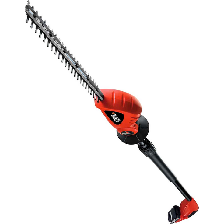 Black+Decker Akku-Stabheckenschere (18V 2,0Ah Li-Ion, 43 cm Schwertlänge, 12 mm Schnittbreite, 3,5 m Reichweite um 180° in 5-Positionen verstellbarer Kopf) GTC1843L20 – Bild 2