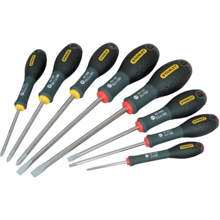 Stanley FatMax Schraubendreher-Set Schlitz-Phillips (SL3.5-5.5-4-6.5-8,PH0-1-2, Chrom-Vanadium, ergonomisch) 0-65-437