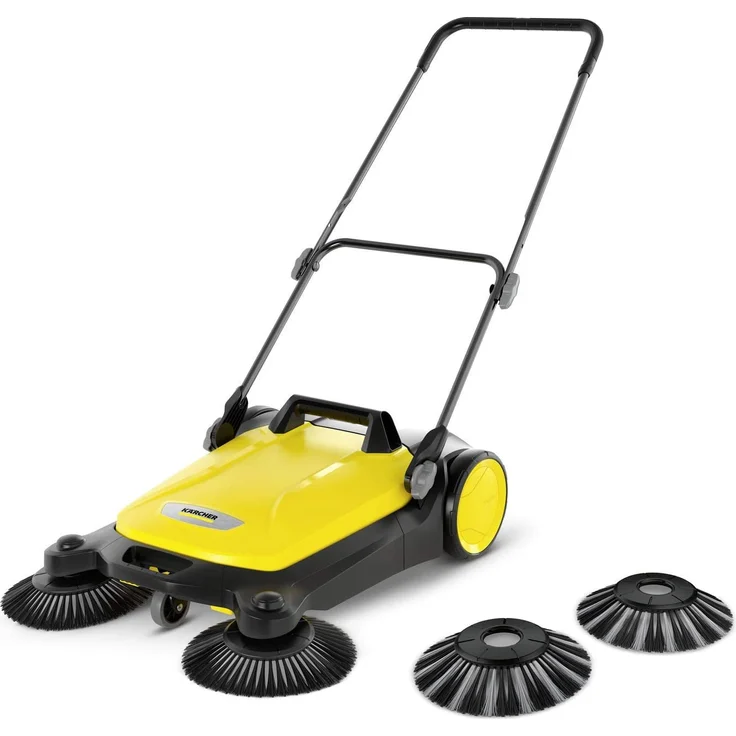 Kärcher S 4 Twin 2-in-1 Kehrmaschine schwarz gelb 20 Liter mit 2 Paar Seitenbesen 68 cm Handkehrmaschine – Bild 1
