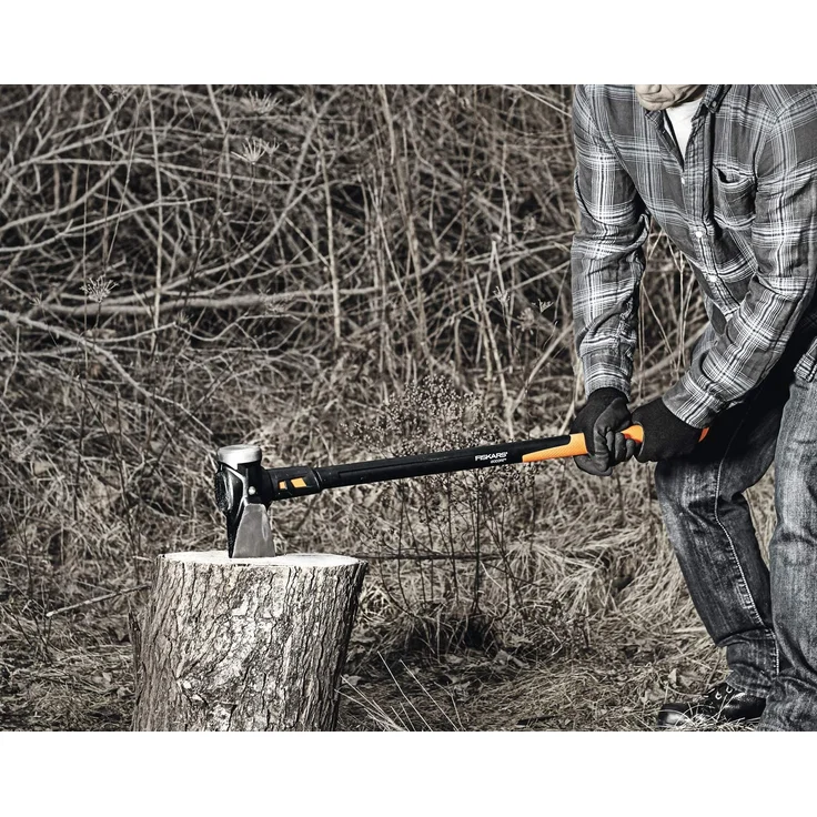 Fiskars Spaltaxt IsoCore XXL zum Spalten von Stammstücken oder zum Eintreiben von Keilen, Länge: 91 cm, Gewicht: 5,22 kg, Schwarz-Orange, 1020220 – Bild 2