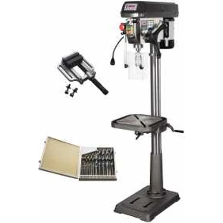 ELMAG KBM 16 SN Säulenbohrmaschine mit Zwinge und Bohrer-Set