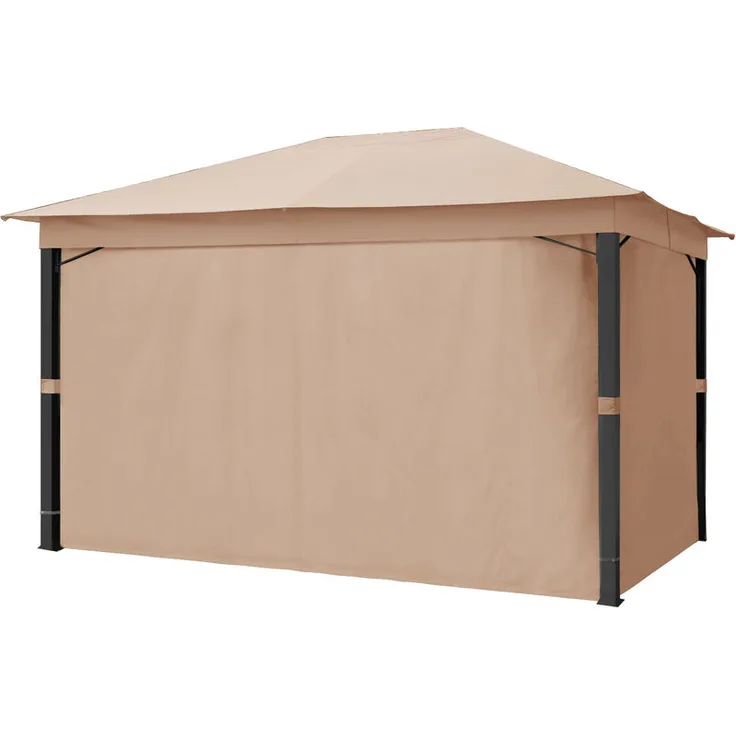 4 Seitenteile für Gartenpavillons 3x4 m - Polyester ca. 180 g-m²- inkl. Haken, mit Reißverschluss - cappuccino