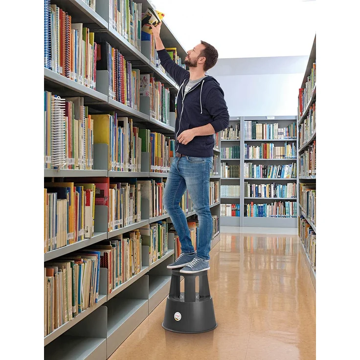 Wedo 212212 Rollhocker Step aus Kunststoff, Höhe 43 cm, Tragkraft 150 kg, grau – Bild 4