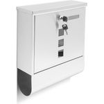 Relaxdays 10018448 Briefkasten Edelstahl mit Zeitungsfach und Sichtfenstern